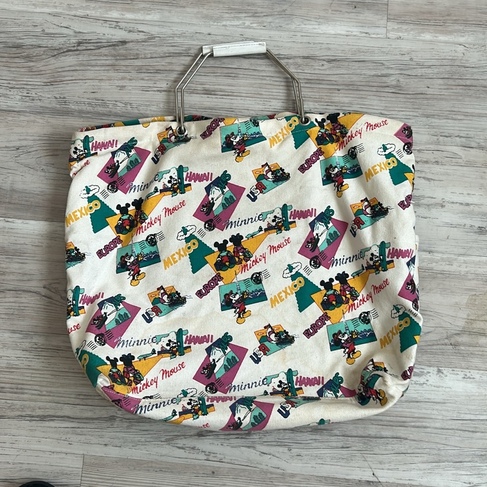 Disney Mickey Minnie Canvas Travel Shopper Tote -- Hawaii, Europe, Mexico